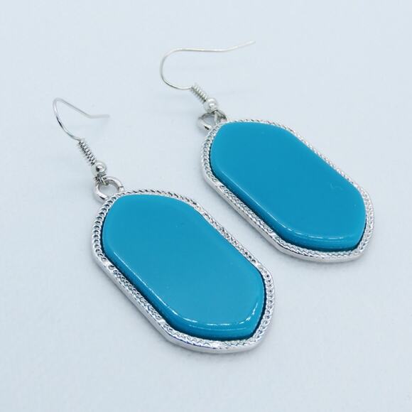 Express Teal Stone Drop Caged Earrings - Picture 2 of 4